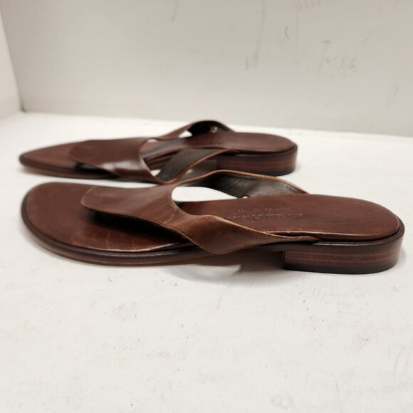 Cole Haan City Women’s Sz 8 B Leather T-strap Thong Sandals Chestnut Brown - Picture 2 of 10